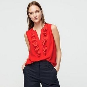 J. Crew Ruffle Front Top in Satin Crepe
